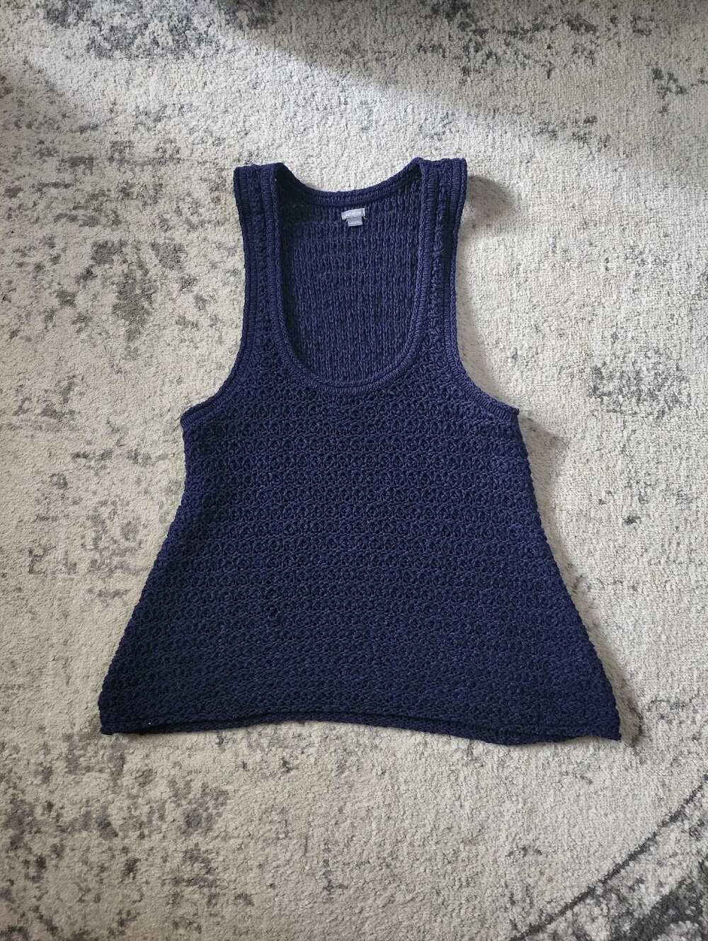 Aerie Navy Crochet Knit Tank Top - Women's Sleeveless Summer Top